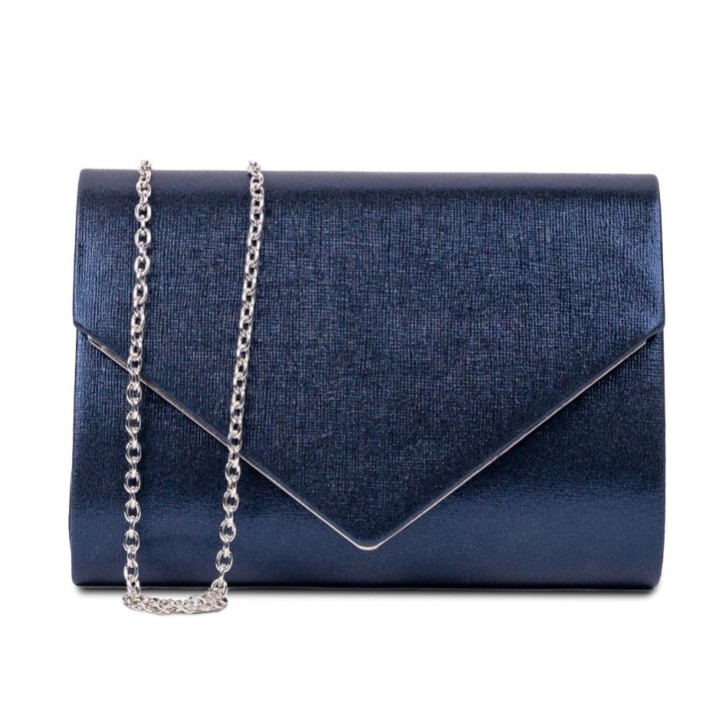 Paradox London Darcy Navy Shimmer Envelope Clutch Bag