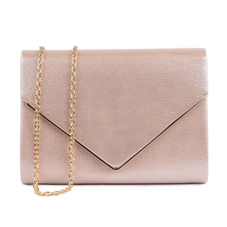 Paradox London Darcy Nude Shimmer Envelope Clutch Bag