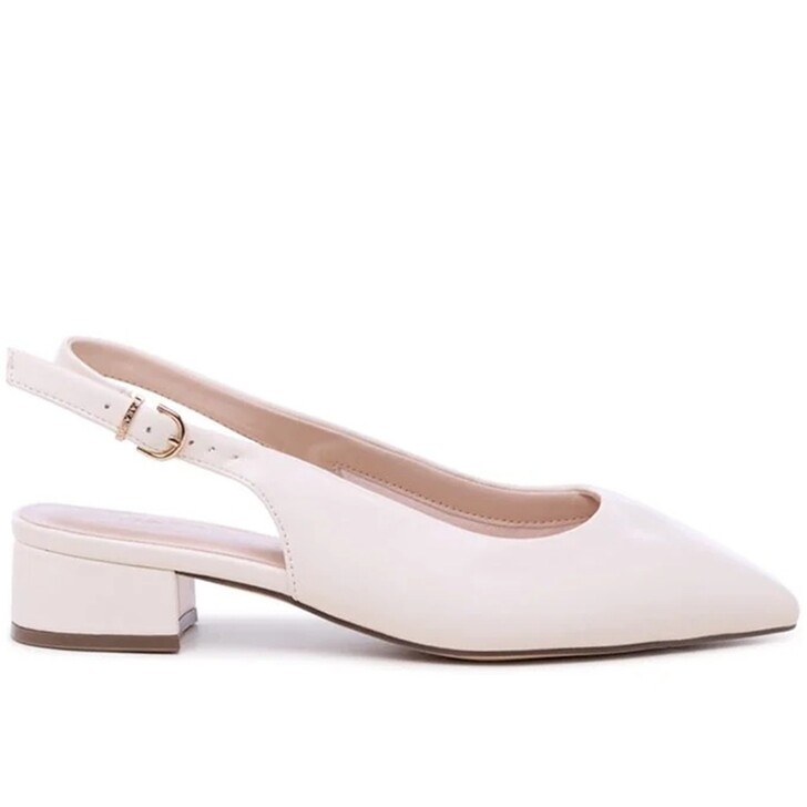 Paradox London Fiorenza Cream Faux Leather Wide Fit Court Shoes