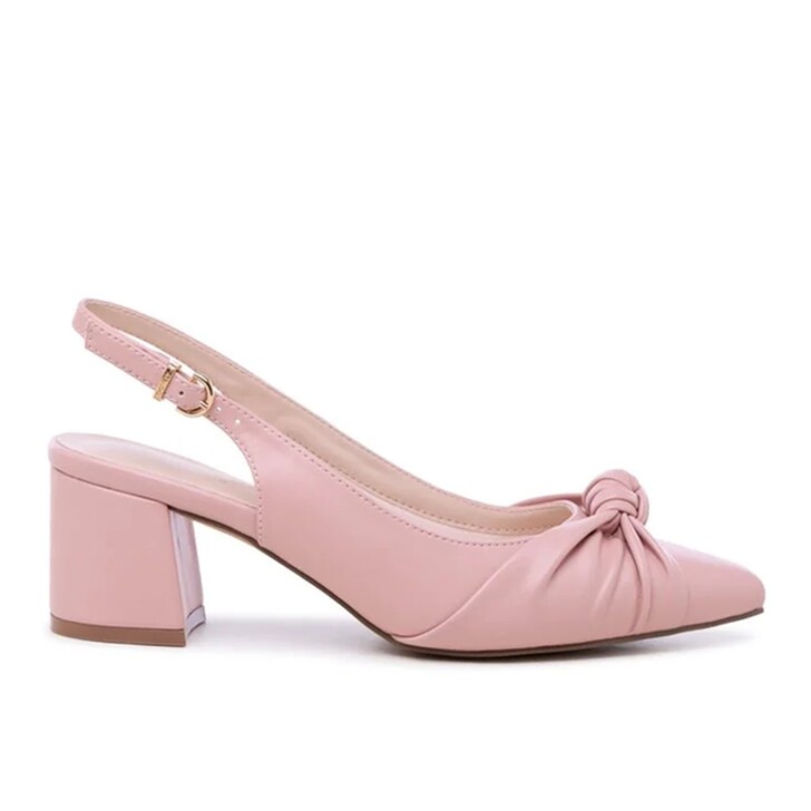 Paradox London Ilene Blush Low Block Heel Court Slingbacks