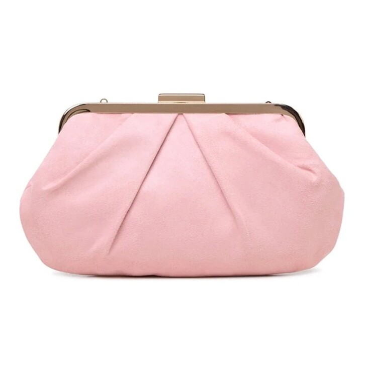 Paradox London Pochette plissettata in camoscio color Deco Blush