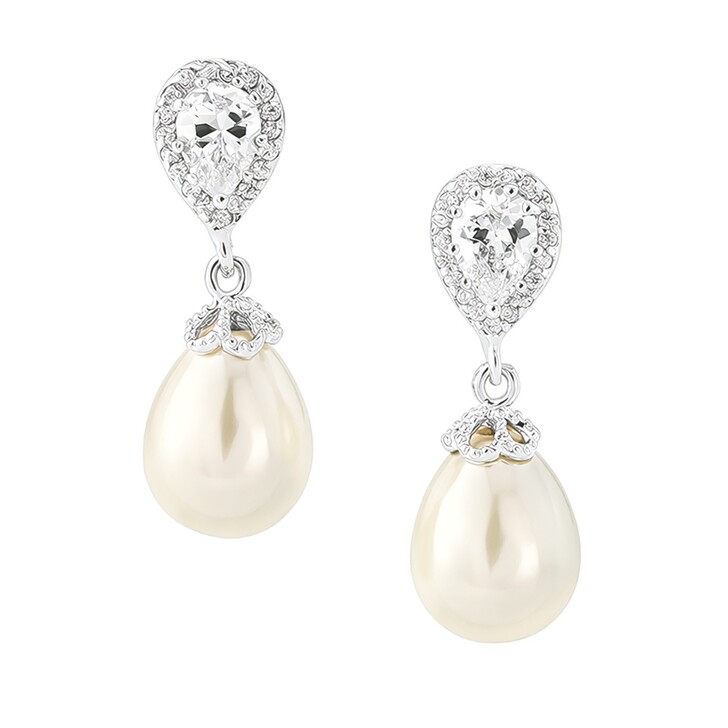Pendientes de boda con perlas en forma de lágrima Paloma (plata)