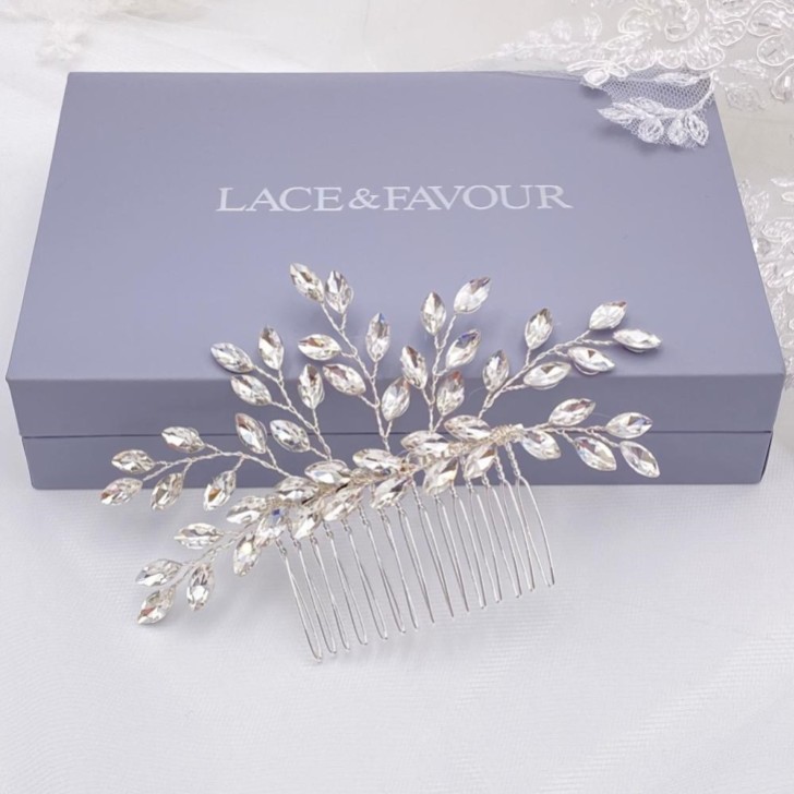 Pente de cabelo com spray de cristais Zora para casamento