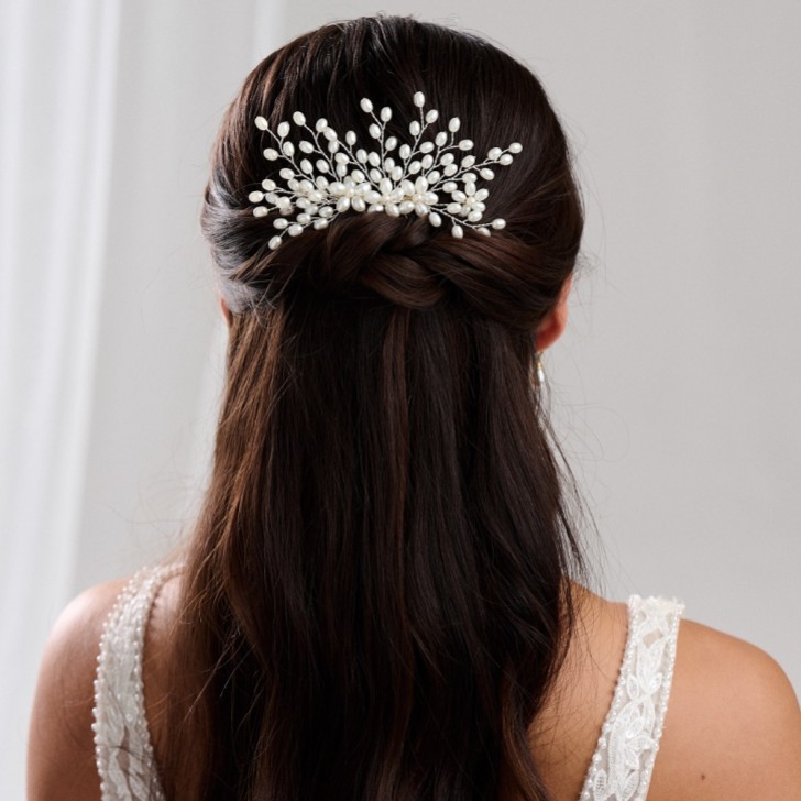 Pente de cabelo para casamento com pingentes em cascata