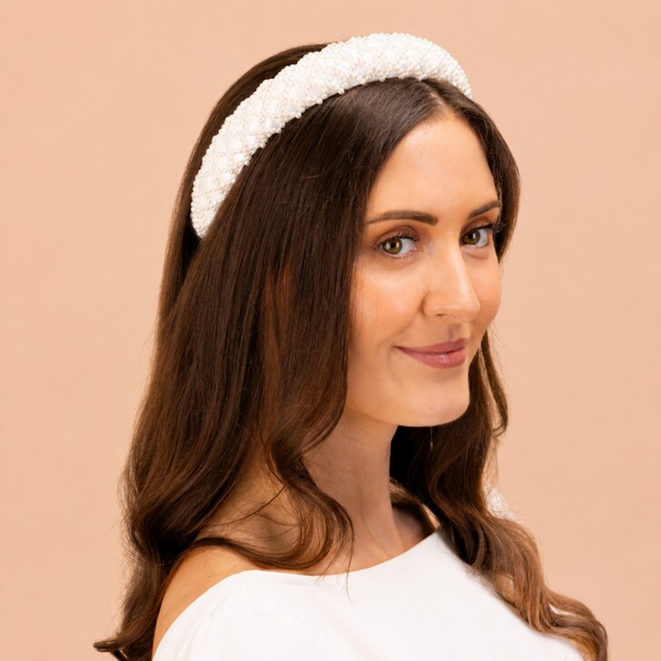 Perfect Bridal Bandeau de mariée matelassé et piqué « Luxe Pearl »