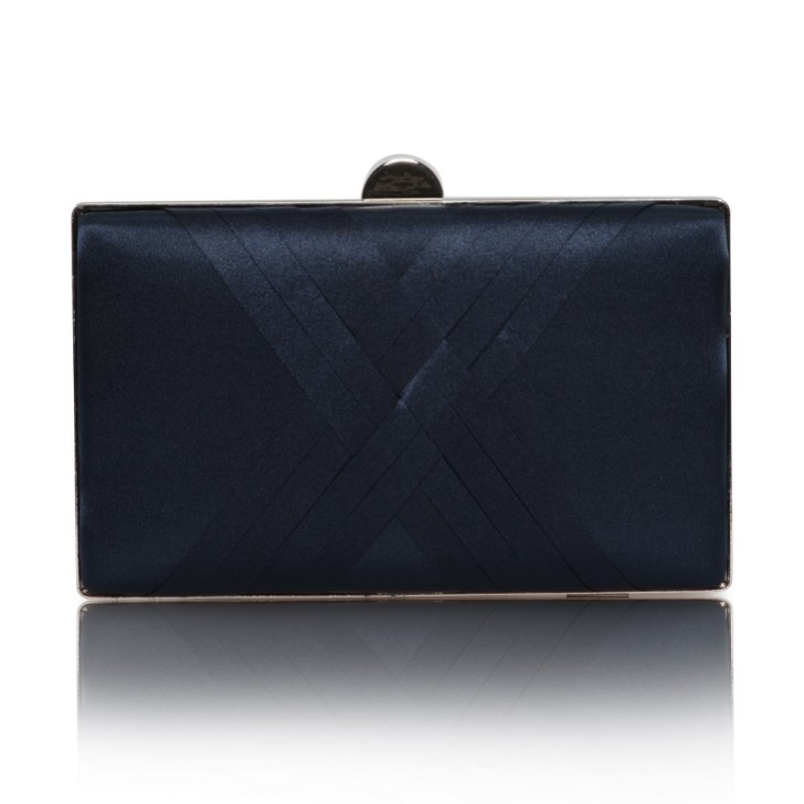 Perfect Bridal Bay Navy Criss Cross Satin Clutch Bag