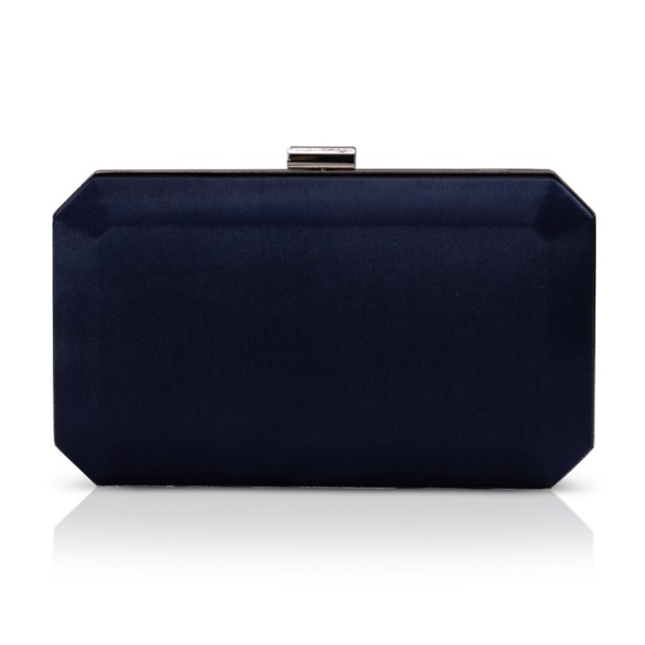 Perfect Bridal Bolso de mano tipo caja de satén azul marino