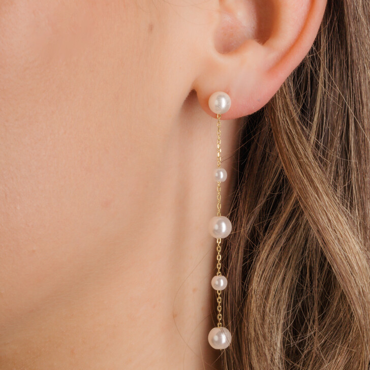 Perfect Bridal Boucles d'oreilles réversibles « Atlanta » en or et perles