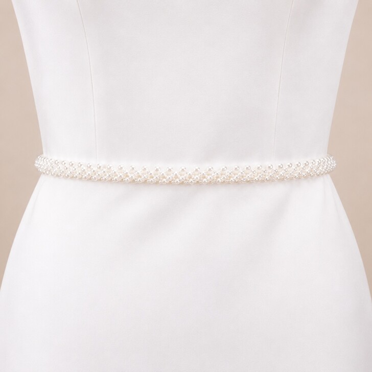 Perfect Bridal Cinturón de novia con un sencillo diseño de perlas