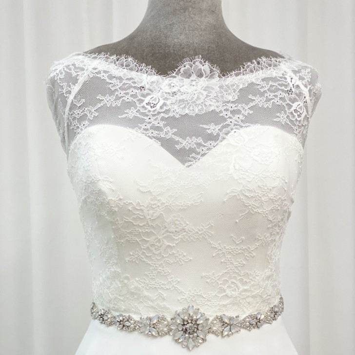 Perfect Bridal Cinturón para vestido de novia «Sadie Floral» de cristal ópalo