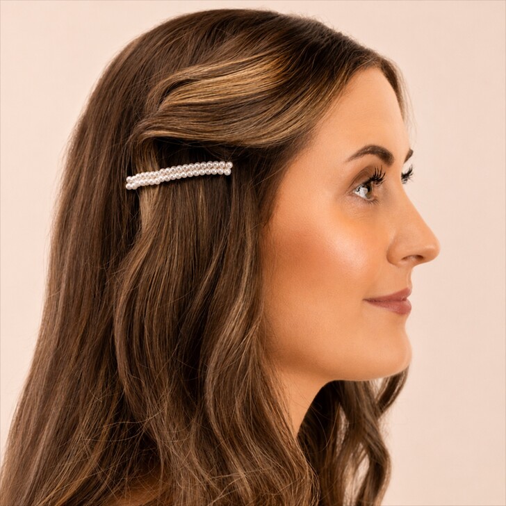 Perfect Bridal Conjunto de 2 ganchos finos para o cabelo com pérolas em tom marfim