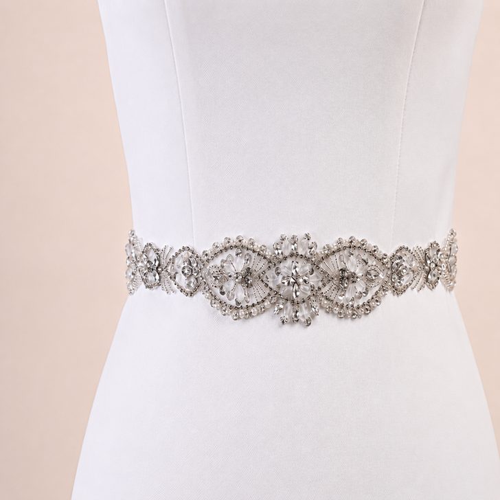 Perfect Bridal Crystal, Beaded and Pearl Bridal Belt
