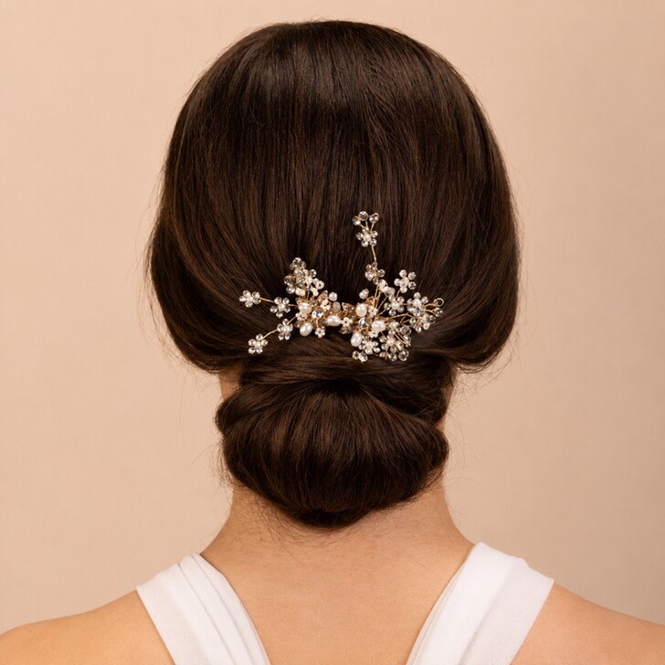 Perfect Bridal Delicate Gold Pearl and Diamante Bridal Hair Comb