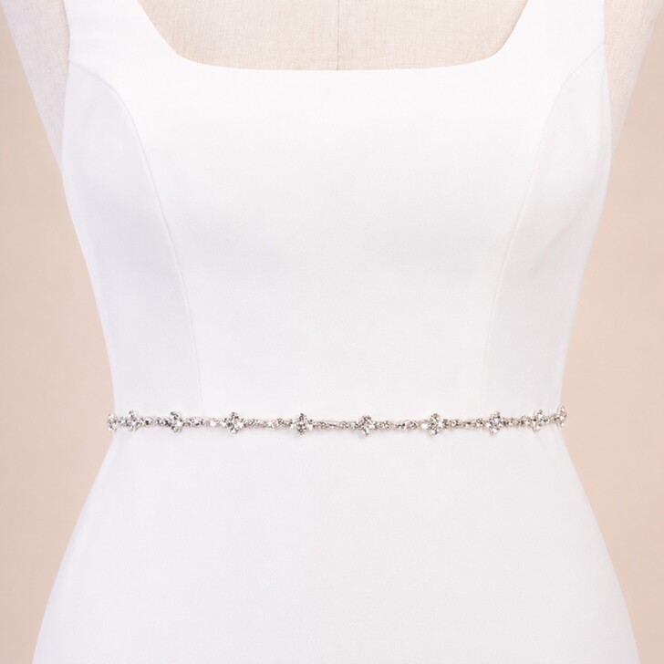 Perfect Bridal Delicate Silver Teardrop Crystal Bridal Belt