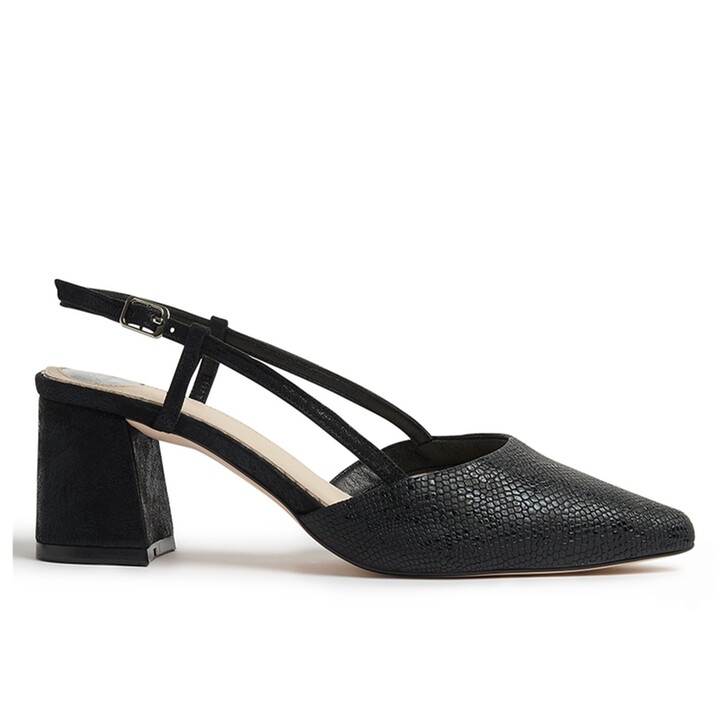 Perfect Bridal Diana Black Snakeskin Slingback Shoes