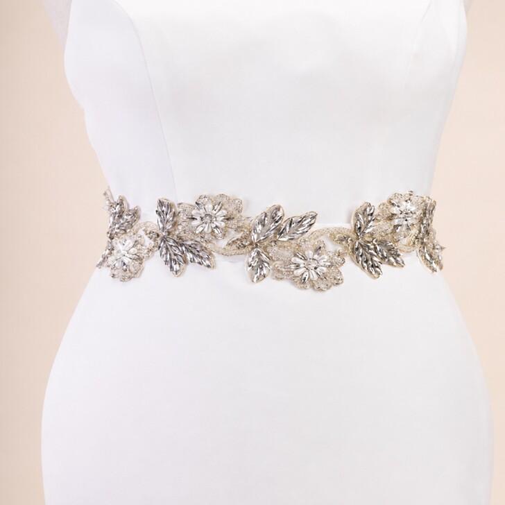 Perfect Bridal Elegant Floral Vintage-Inspired Crystal and Pearl Bridal Belt