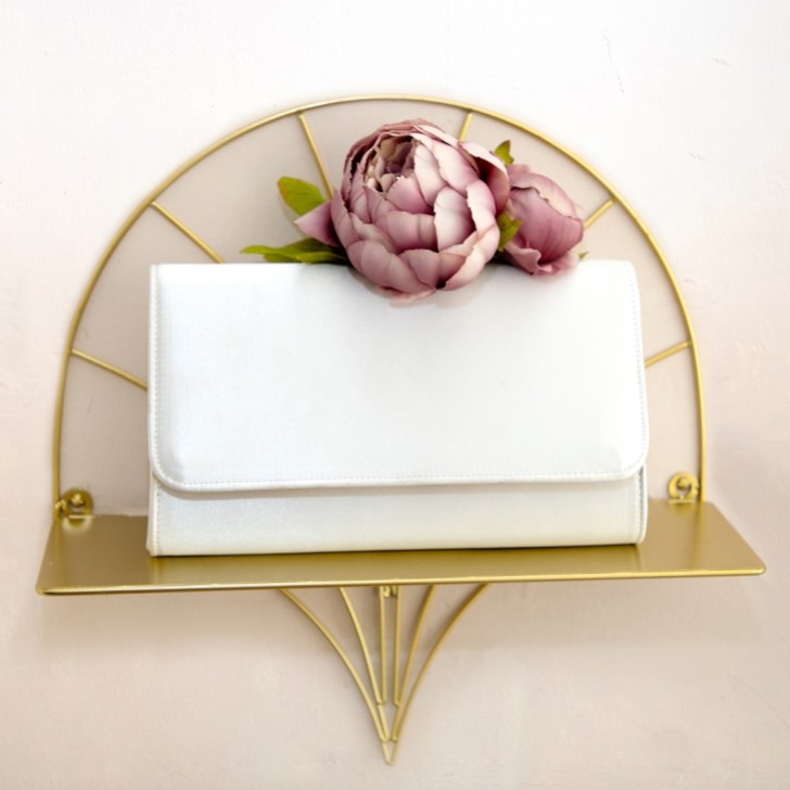 Perfect Bridal Evie Färbbare Elfenbeinfarbene Satin Clutch Tasche