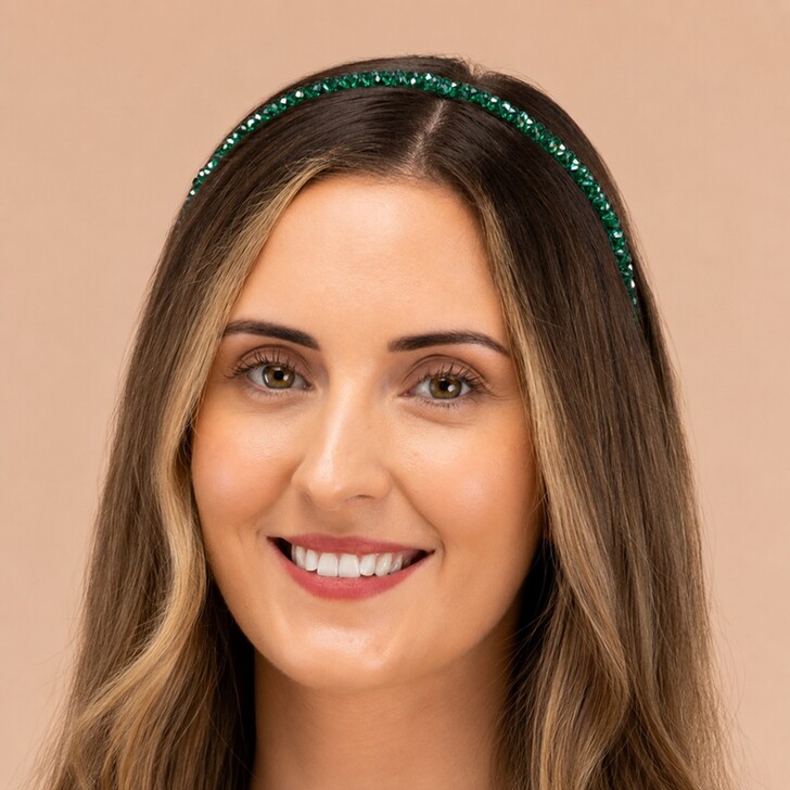 Perfect Bridal Fita para o cabelo de noiva com contas esmeralda cintilantes