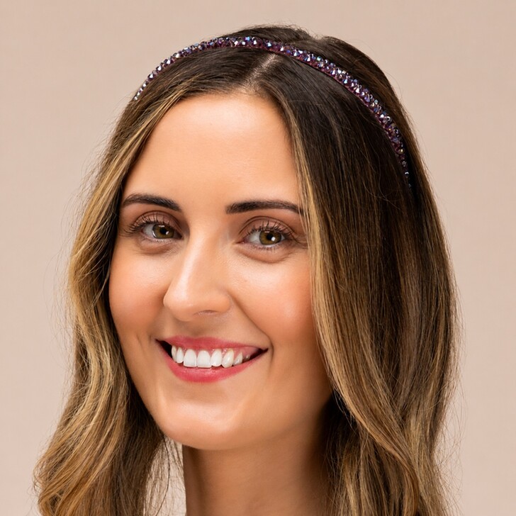 Perfect Bridal Fita para o cabelo de noiva com contas rosa cintilantes
