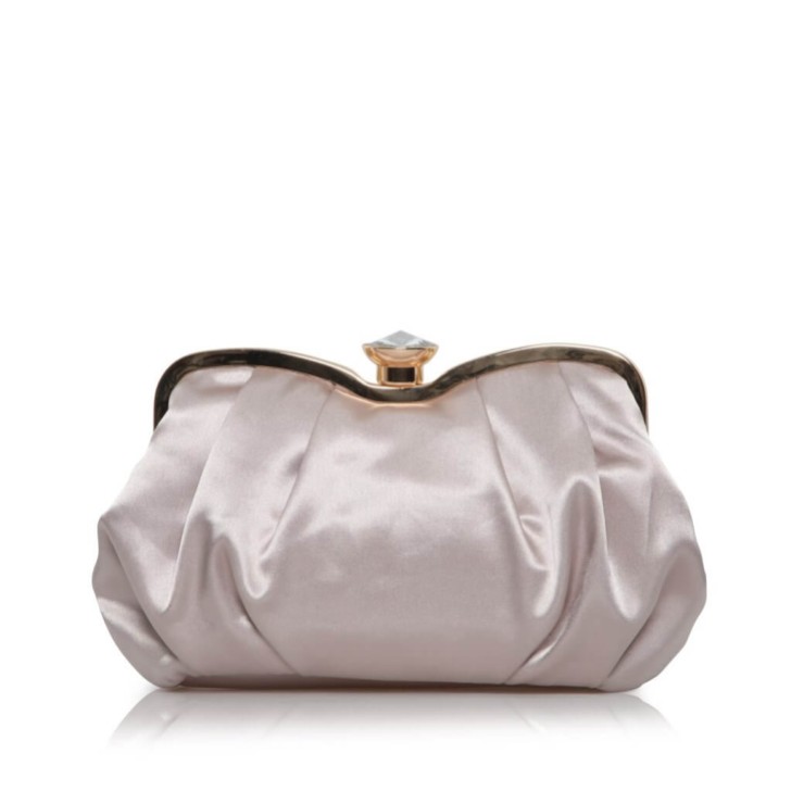 Perfect Bridal Ginger Taupe Satin Clutch Bag mit Kristallverschluss