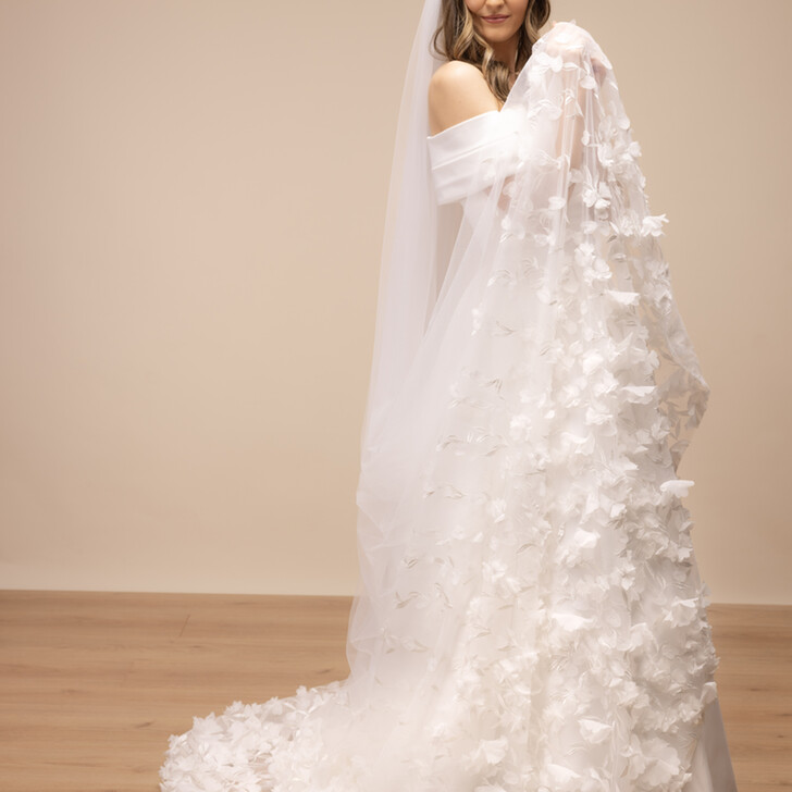 Perfect Bridal Ivory 3D Floral Cathedral Length Veil