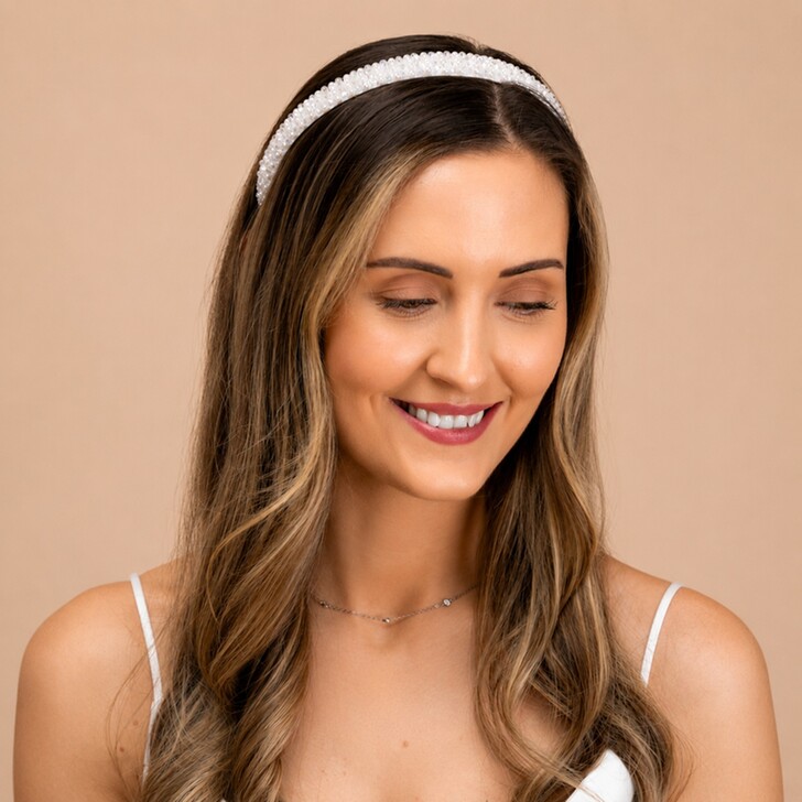 Perfect Bridal Ivory Pearl and Crystal Embellished Padded Headband