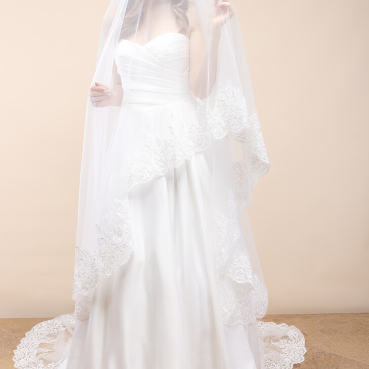 Perfect Bridal Ivory Single Tier Lace Edge Cathedral Veil