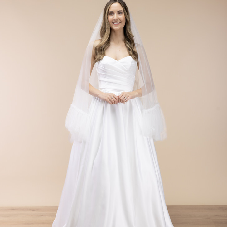 Perfect Bridal Ivory Single Tier Ruffle Tulle Edge Veil