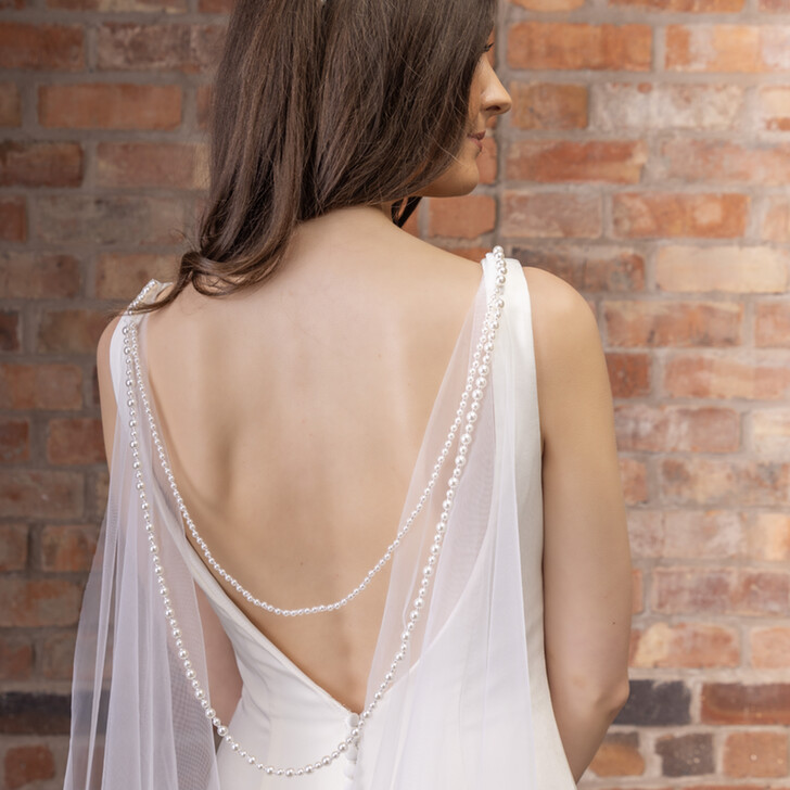 Perfect Bridal Ivory Tulle Pearl Beaded Chain Capel Veil