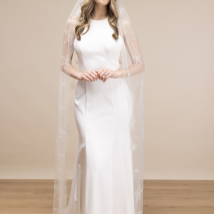 Perfect Bridal Ivory Tulle Single Tier Beaded Star Chapel Veil