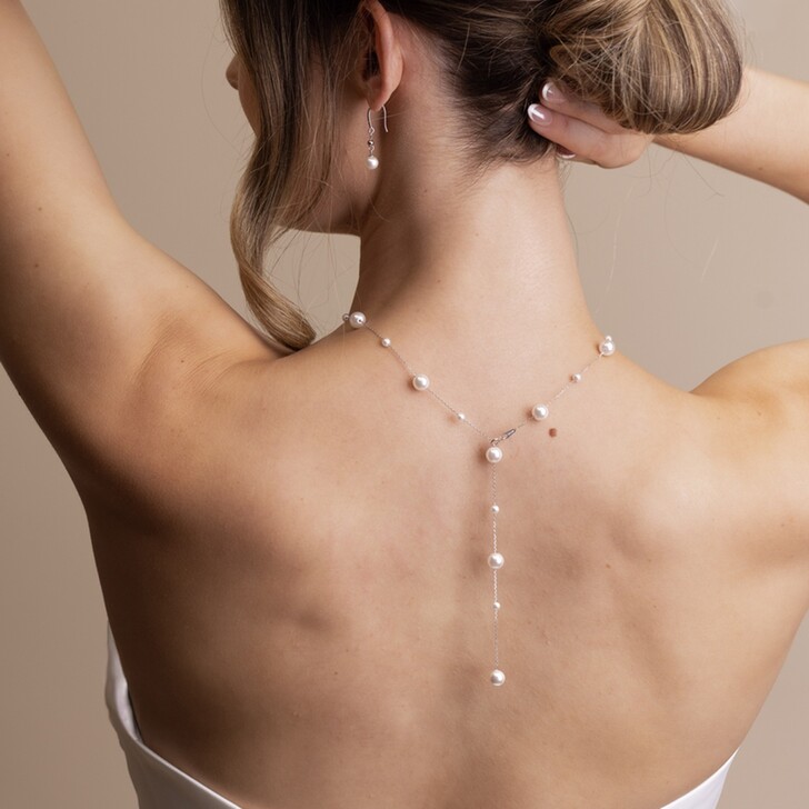 Perfect Bridal Miami Sterling Silver with Manmade Pearl Necklace