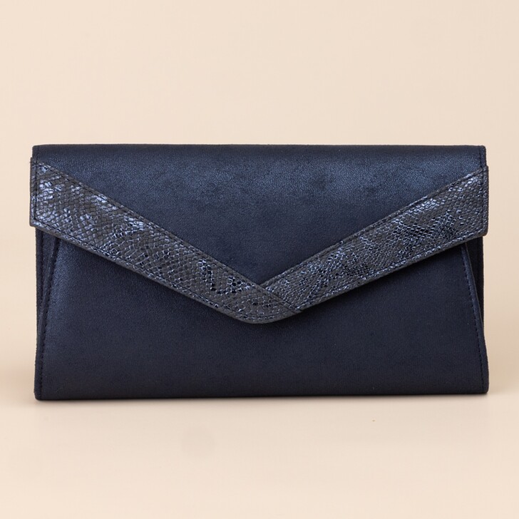 Perfect Bridal Mollie – Clutch in Marineblau mit Schlangenleder-Akzenten