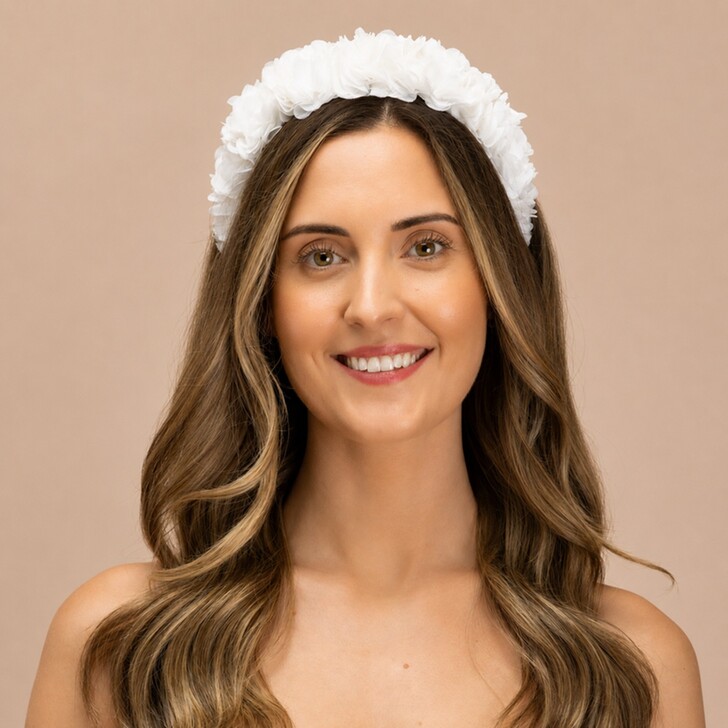 Perfect Bridal Opaska ślubna z trójwymiarowym motywem kwiatowym w kolorze kości słoniowej