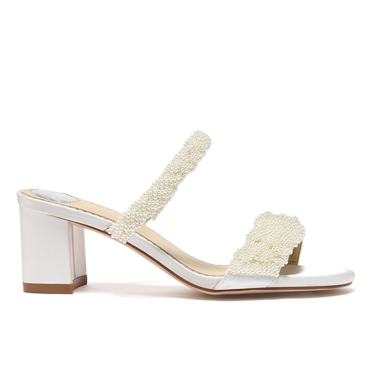 Perfect Bridal Pearl Ivory Two Strap Embellished Mules