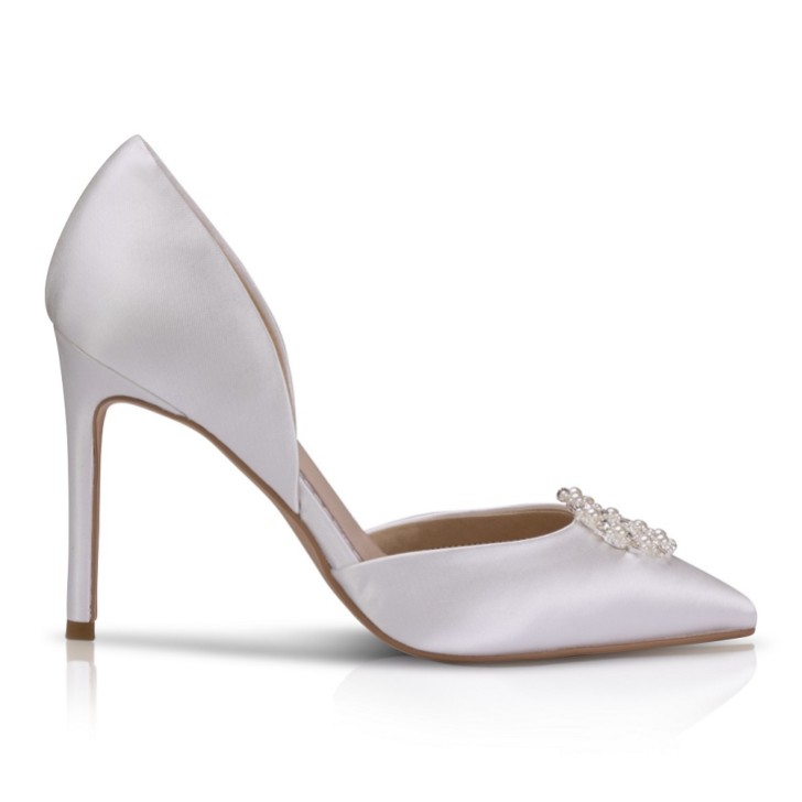 Perfect Bridal Pippa Färbbare Elfenbein Satin Perle Brosche Hochhackige Schuhe
