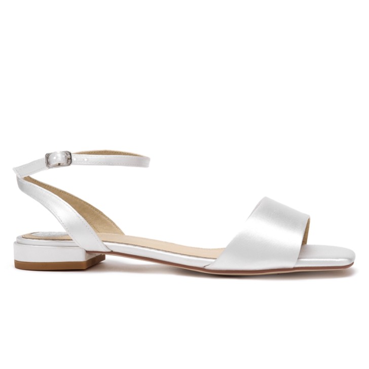 Perfect Bridal Riley Dyeable Ivory Satin Flat Sandals (Wide Fit)