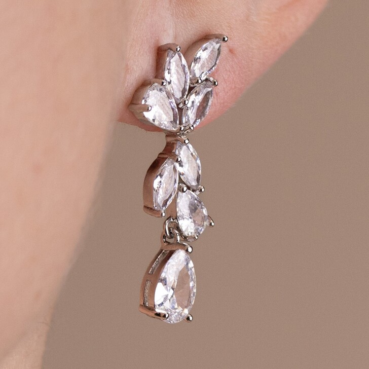 Perfect Bridal Rio Platinum Plated Cubic Zirconia Statement Drop Earrings