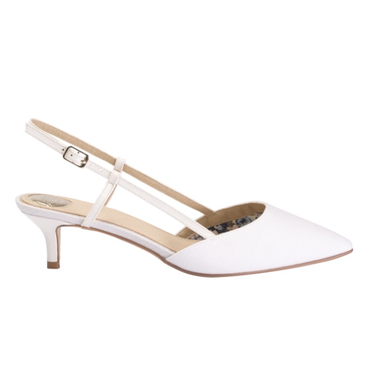 Perfect Bridal Sapatos de salto baixo com tiras traseiras em bico pontiagudo, cor marfim, da Lennox