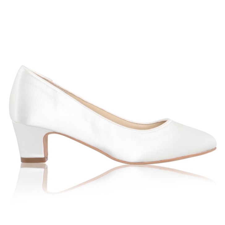 Perfect Bridal Sapatos de salto bloco em cetim marfim tingível da Melanie (corte largo)