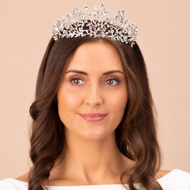 Perfect Bridal Silver Crystal Leaf Tiara 