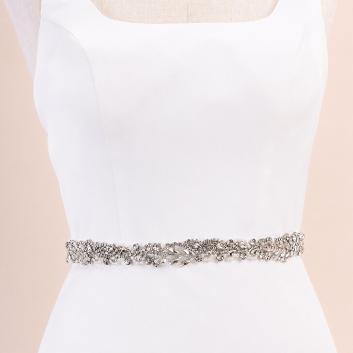 Perfect Bridal Silver Diamante Crystal Pearl Bridal Belt