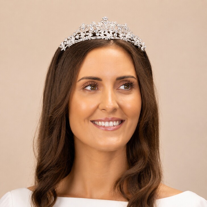 Perfect Bridal Silver Shimmering Crystal & Beaded Bridal Tiara