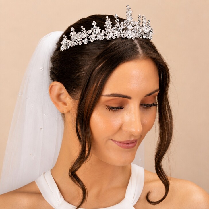 Perfect Bridal Silver Sparkling Crystal & Beaded Bridal Tiara