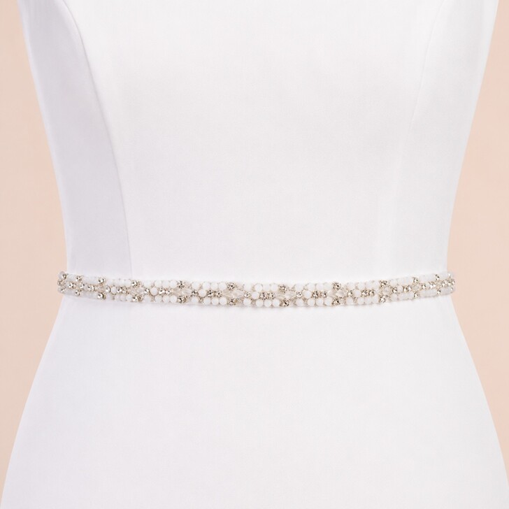 Perfect Bridal Slim Crystal and Beaded Bridal Belt
