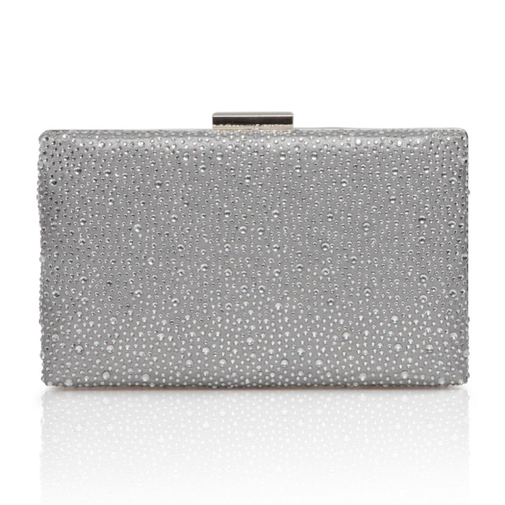 Perfect Bridal Sorrel Silber funkelnde Diamante Box Clutch Tasche