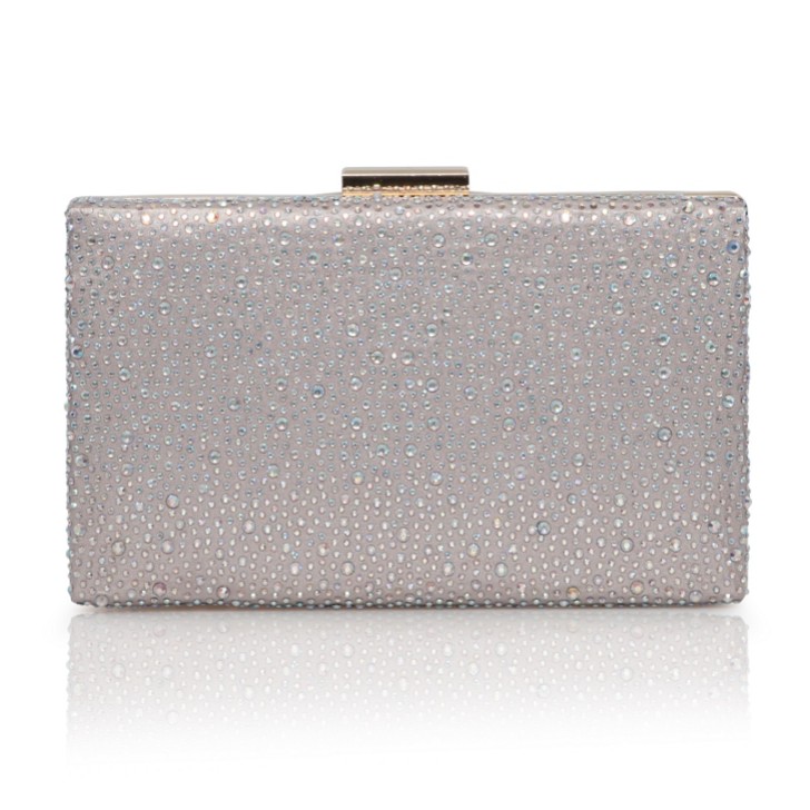 Perfect Bridal Sorrel Taupe Sparkly Diamante Box Clutch