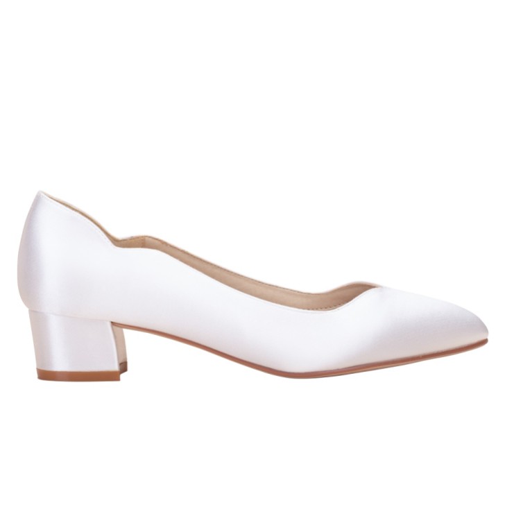 Perfect Bridal Sutton Dyeable Ivory Satin Low Block Heel Court Shoes
