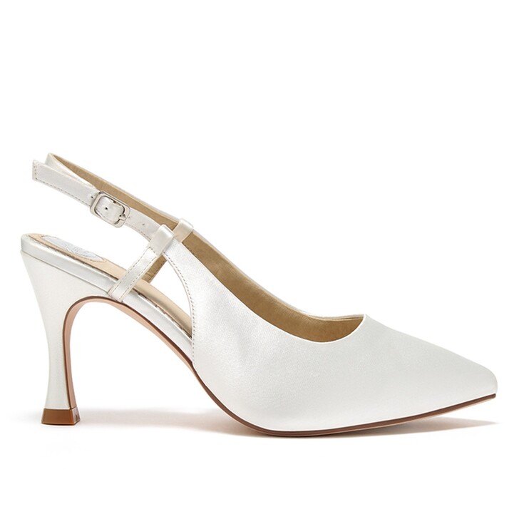 Perfect Bridal Zapatos de satén color marfil con talón abierto «Patsy», que se pueden teñir