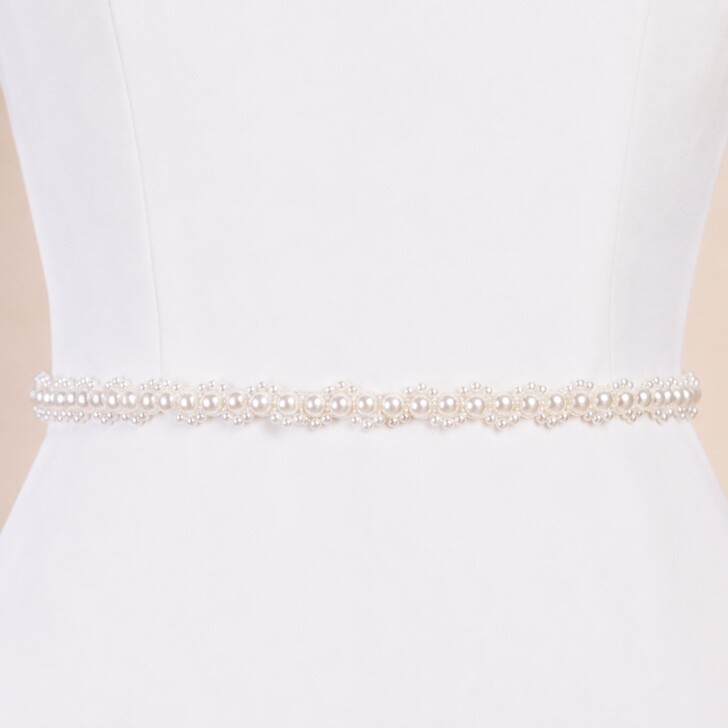 Perfect Bridal Zarter Brautgürtel mit Silber- und Perlenperlen