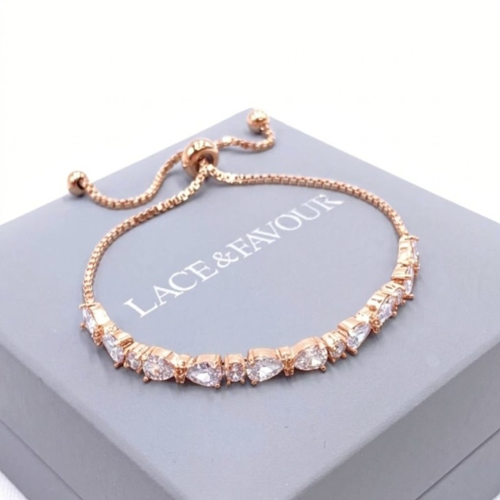 Pulseira de casamento Charlee Chic com zircónia cúbica (ouro rosa)